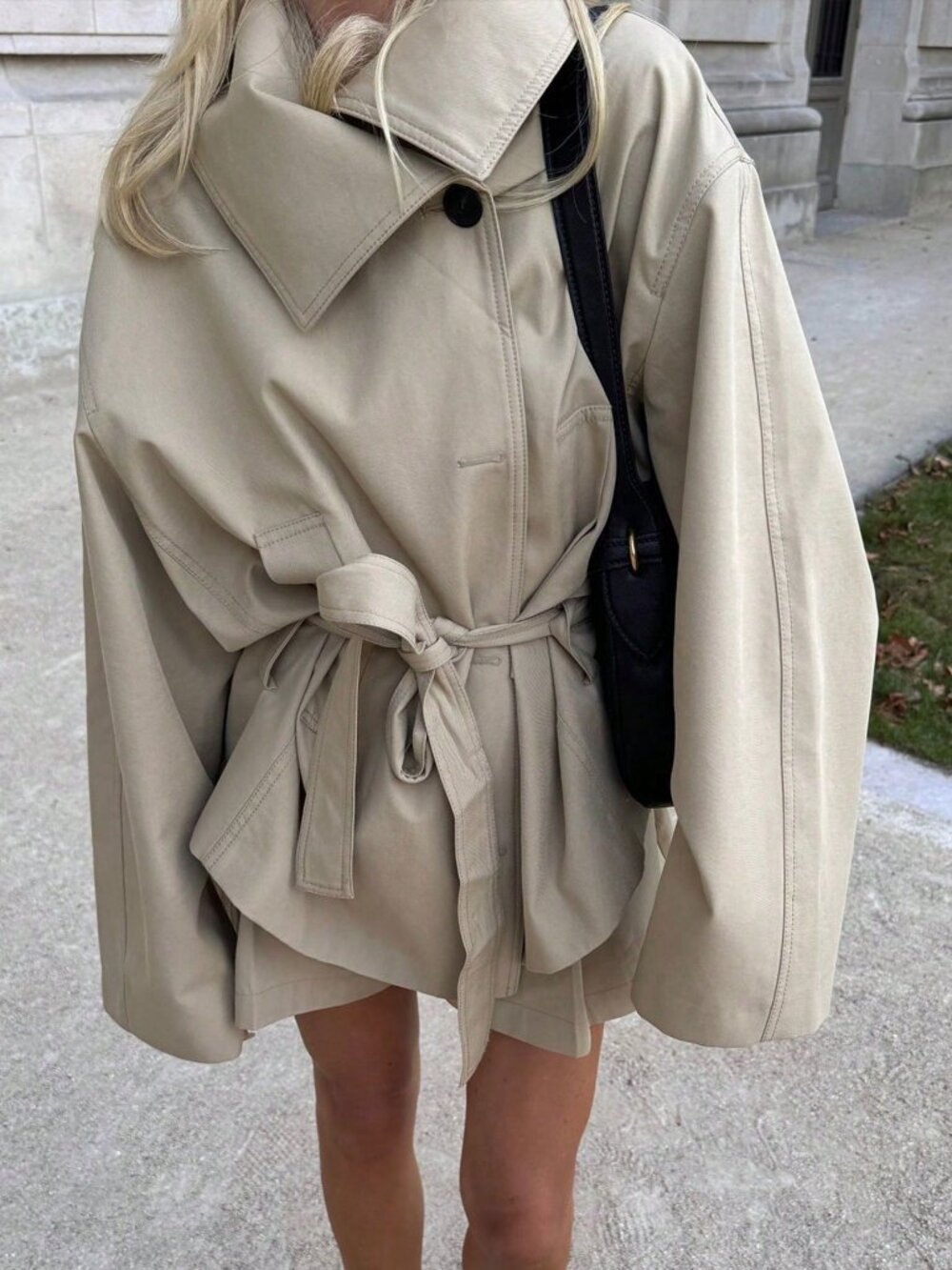 Khaki Casual Women's Elegant Street Style Trench Coat - Picture 5 of 9